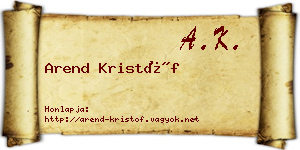 Arend Kristóf névjegykártya
